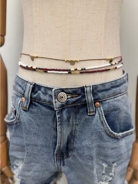 Layered Waist Chains Set Women Boho Beaded Belly Chains Gold Disc Minimal